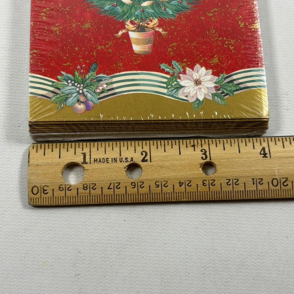 DesignWare Christmas Party Invitations 16ct Red Tree Poinsettia Vintage